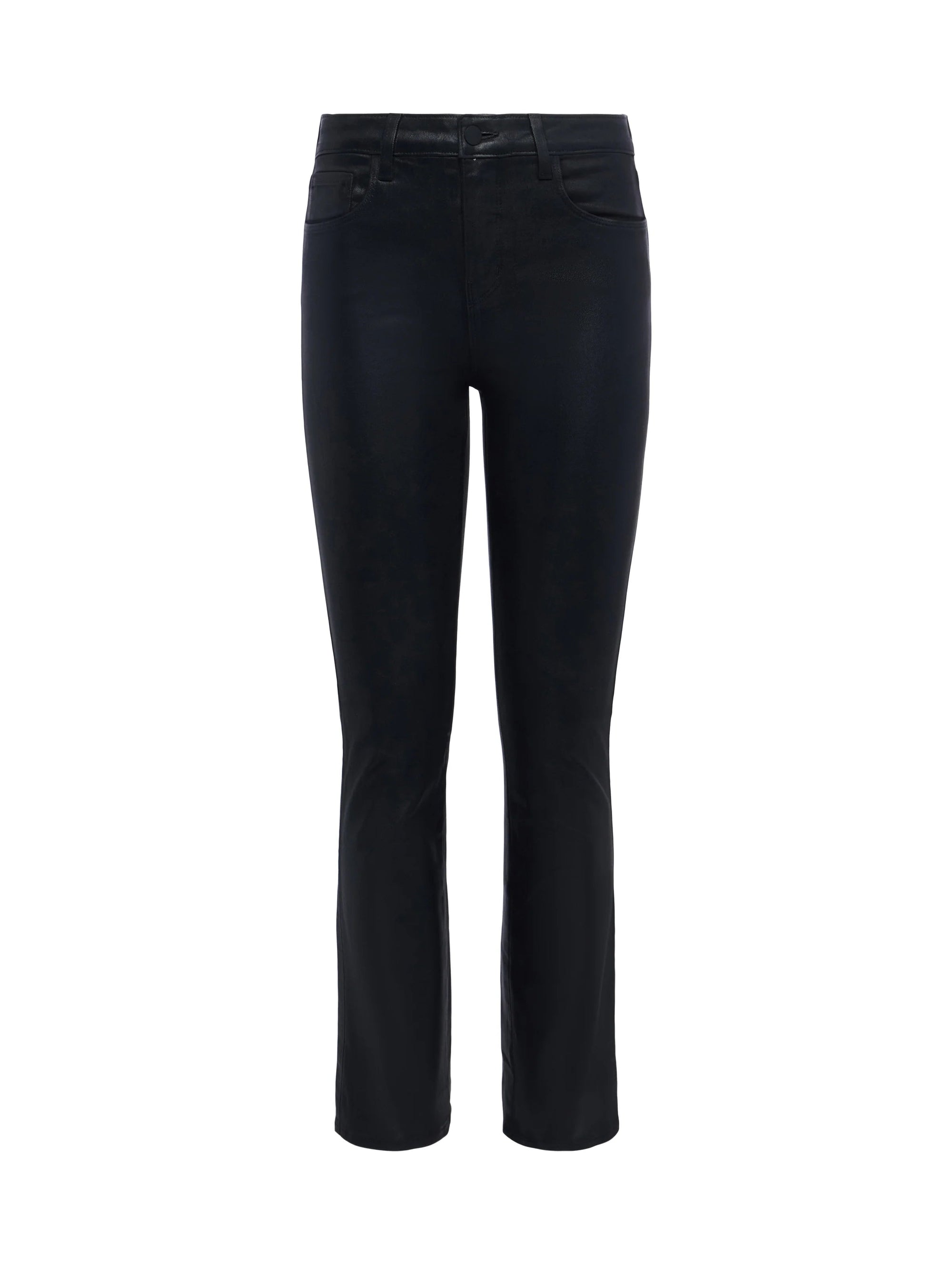 Tati High Rise Micro Boot Noir Coated Denim - Cropped & Ankle L'Agence 