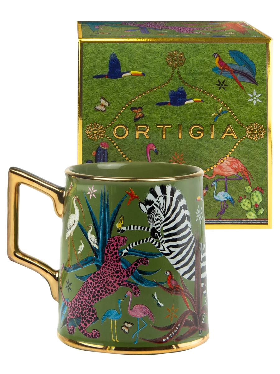 Jungle Ceramic Tazza Green Home Decor - Tabletop Ortigia 