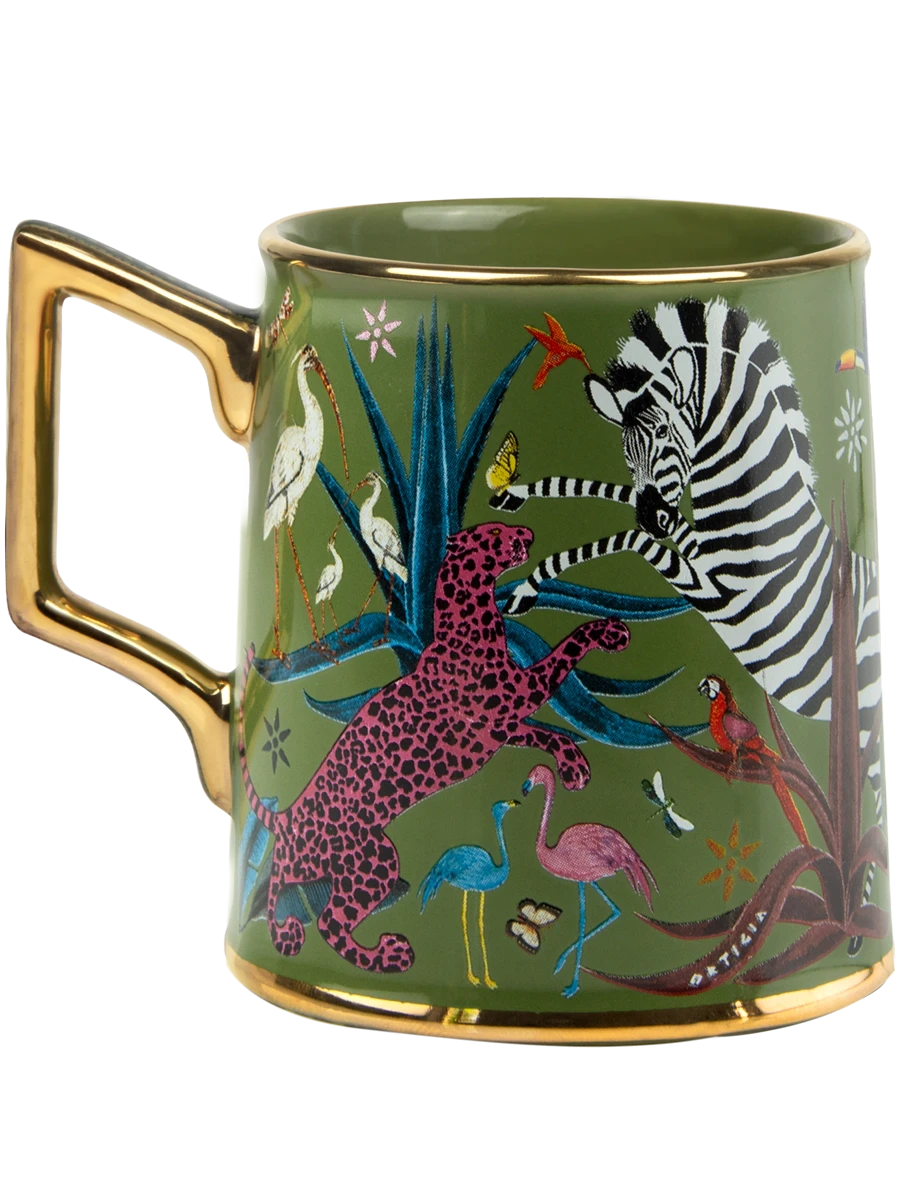 Jungle Ceramic Tazza Green Home Decor - Tabletop Ortigia 