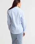 The Boyfriend Shirt Wide Sky Blue/White Stripe Tops - Button Down The Shirt 