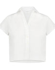 Boxy Short Sleeve Cropped Shirt White Tops - Button Down The Shirt 