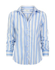 The Boyfriend Shirt Wide Sky Blue/White Stripe Tops - Button Down The Shirt 