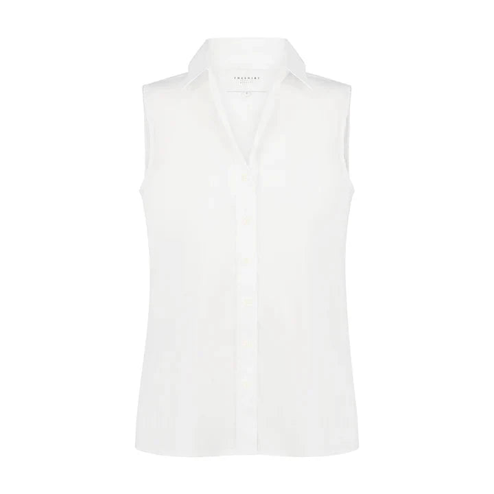 The Sleeveless Shirt White Tops - Button Down The Shirt 