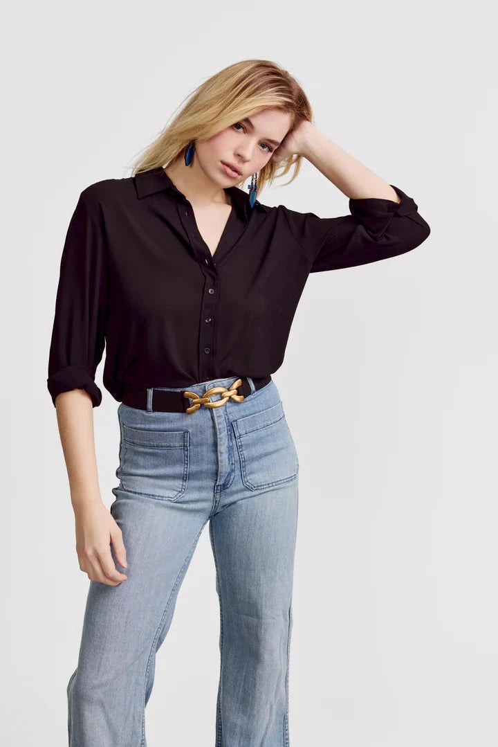 The Signature Shirt Black Tops - Button Down The Shirt 