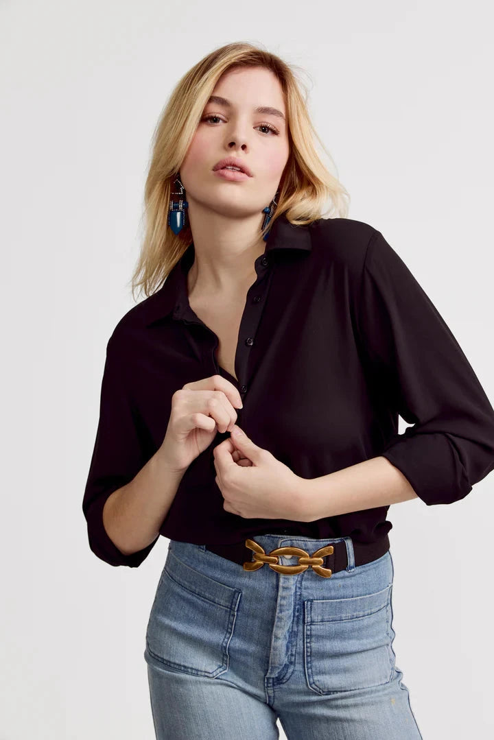 The Signature Shirt Black Tops - Button Down The Shirt 