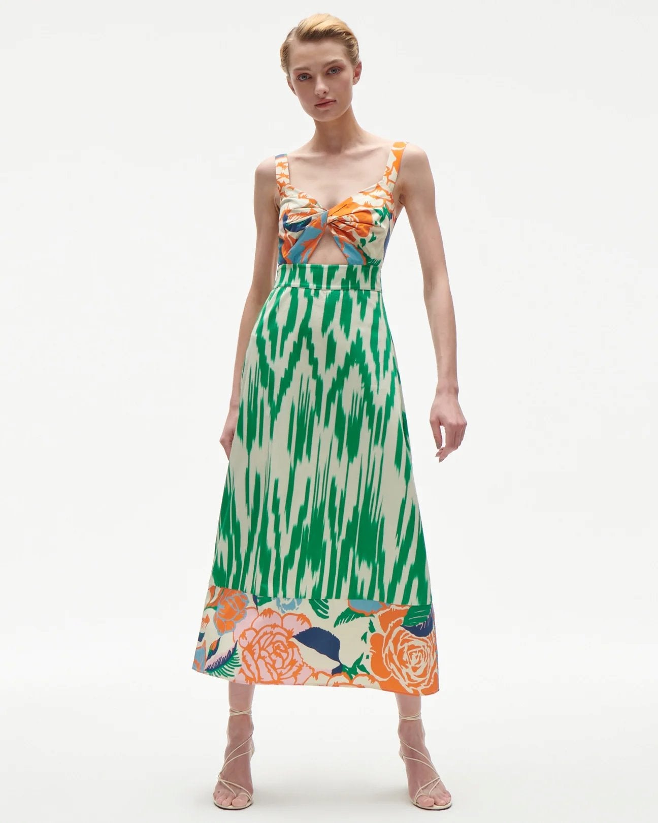 Annette Dress Ikat Rose Jungle Green Dresses - Midi Figue 