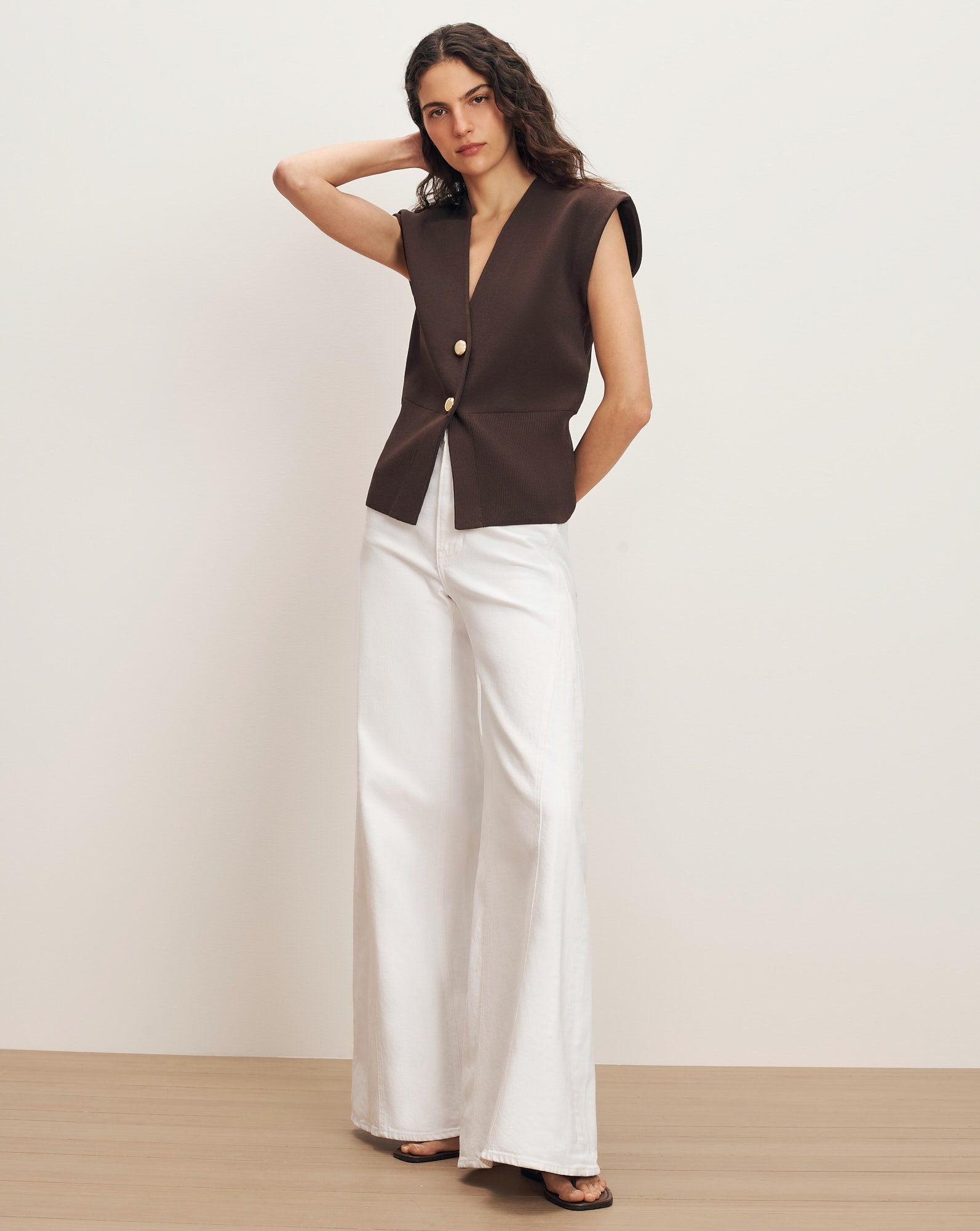 Isador Knit Vest Dark Mocha Sweater - Vest Veronica Beard 