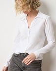 Split Collar Button Down White Tops - Button Down Lilla P 