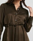 Anina Satin Shirtdress Dark Moss Dresses - Midi Rails 