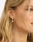 She's A Boss Huggies Gold/White Earrings Melinda Maria 