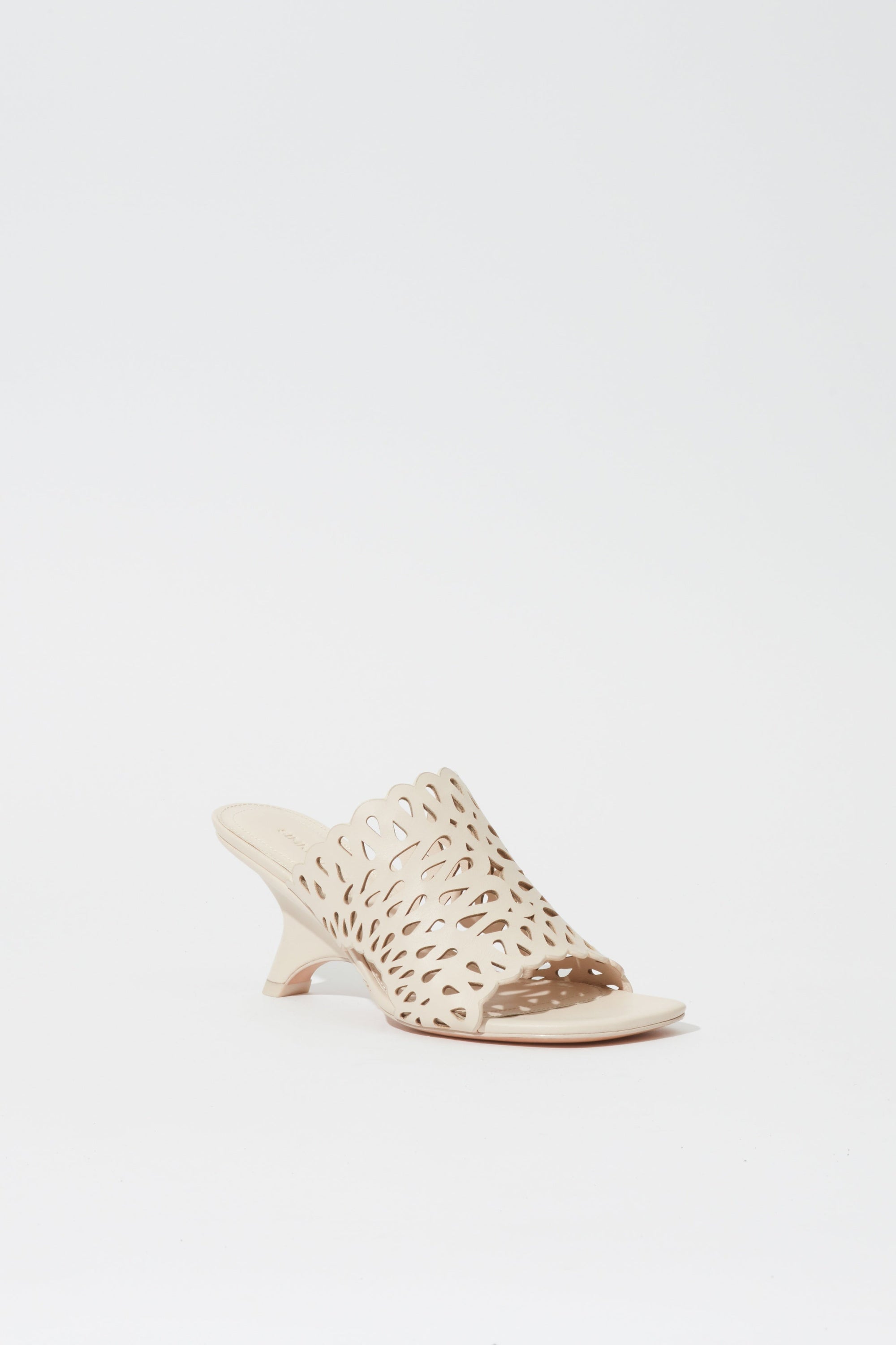 Shadow Mule Laser Cut Sandal Cream Sandals - Heeled Sandals Simkhai 