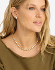She's A Boss Tennis Necklace 16" Gold/White Necklaces Melinda Maria 