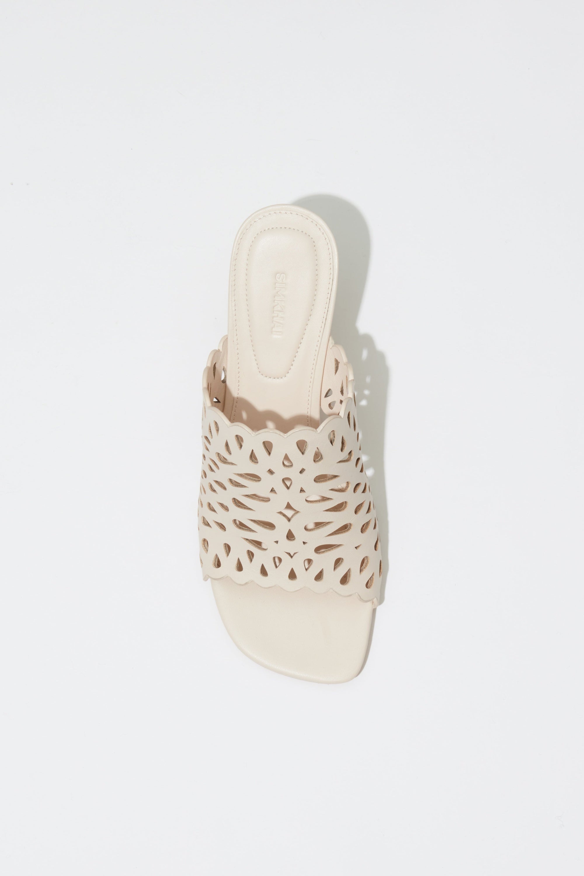 Shadow Mule Laser Cut Sandal Cream Sandals - Heeled Sandals Simkhai 