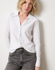Split Collar Button Down White Tops - Button Down Lilla P 