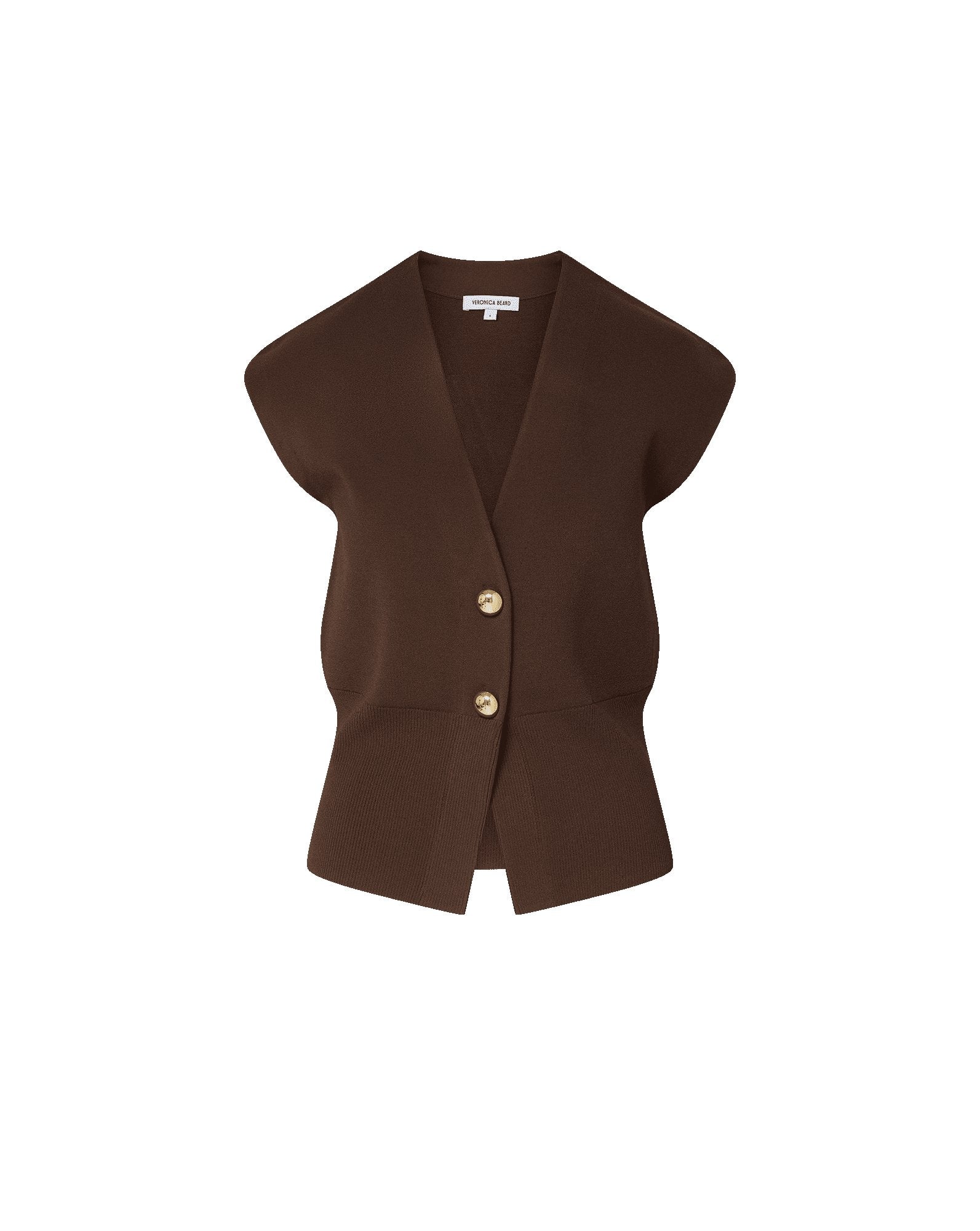 Isador Knit Vest Dark Mocha Sweater - Vest Veronica Beard 