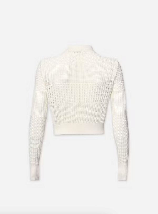 Shrunken Crochet Cardi Off White Sweater - Cardigans Frame 
