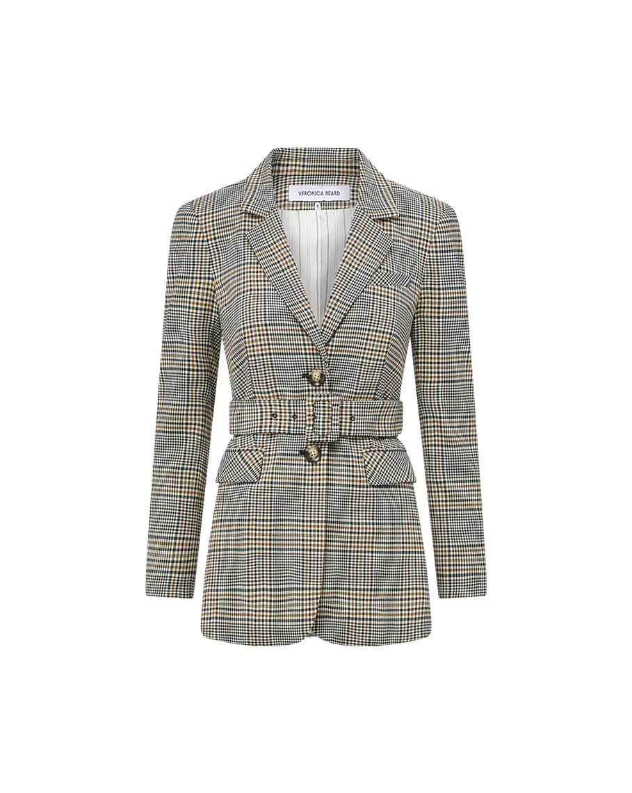 Ryanne Belted Dickey Jacket Ecru/Green Multi Jackets - Blazers Veronica Beard 