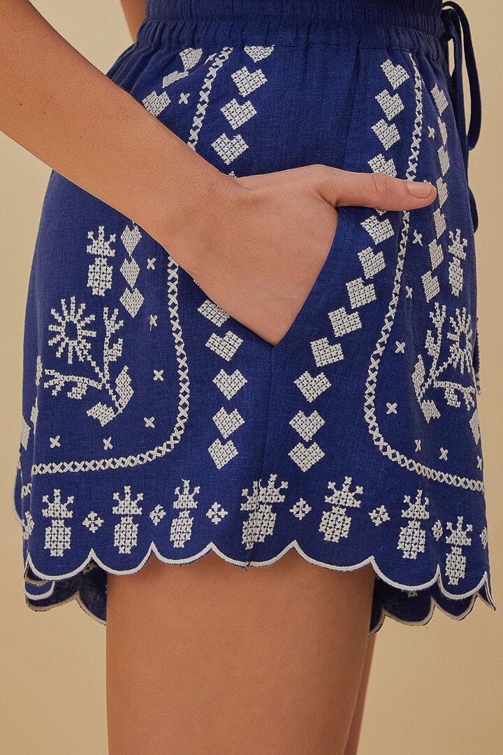 Embroided Shorts Navy Blue