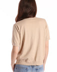 Cotton Cashmere Frayed V-Neck Tee Brown Sugar Top - Tees Minnie Rose 