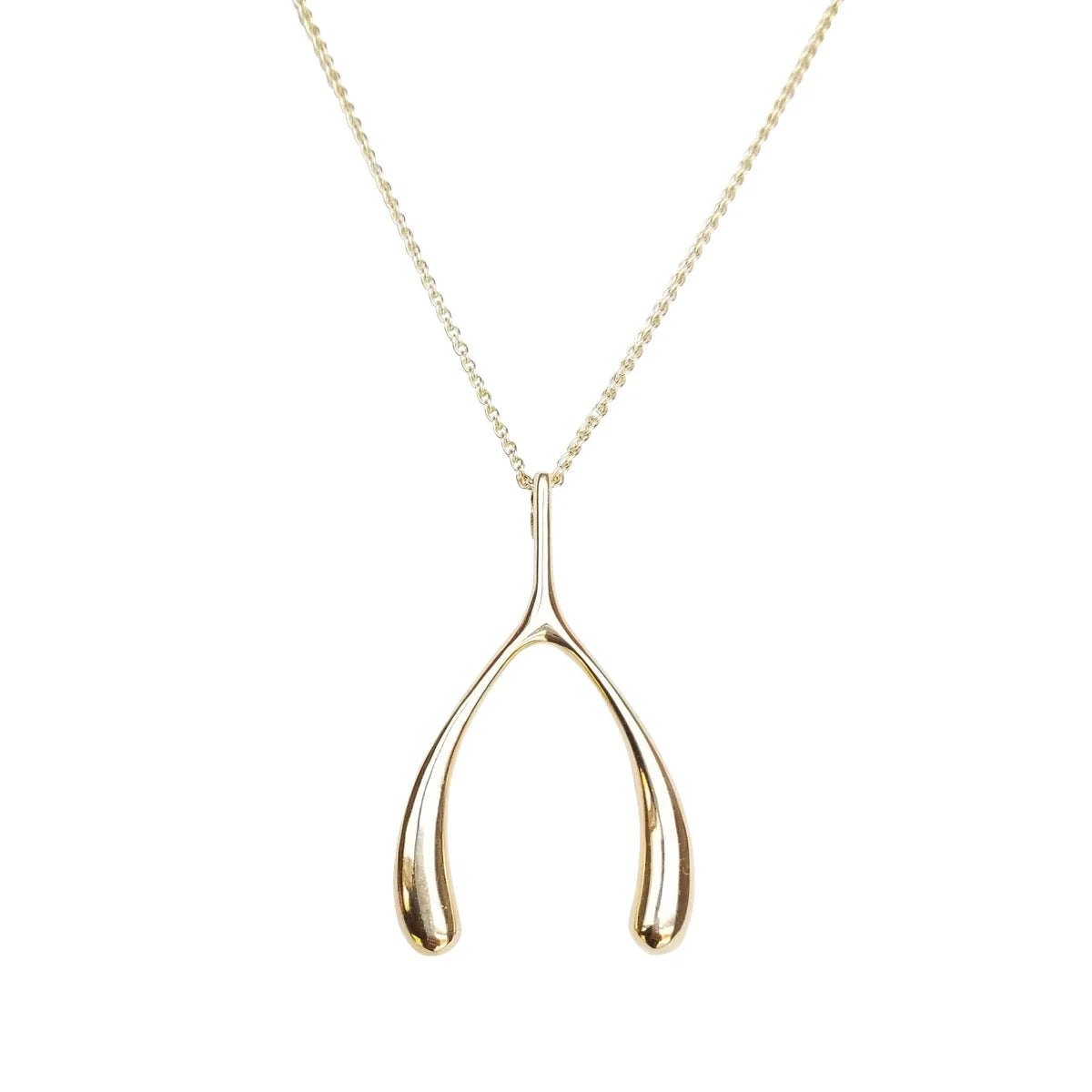 Lucky Gold Wishbone Pendant 18-20" Adjustable Delicate Chain Necklaces Jane Win 