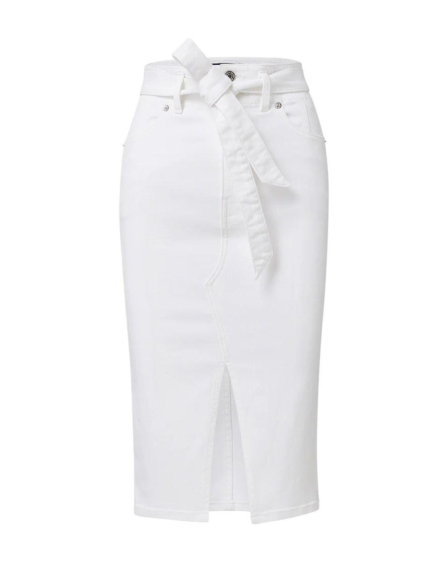 Nazia Denim Pencil Skirt White