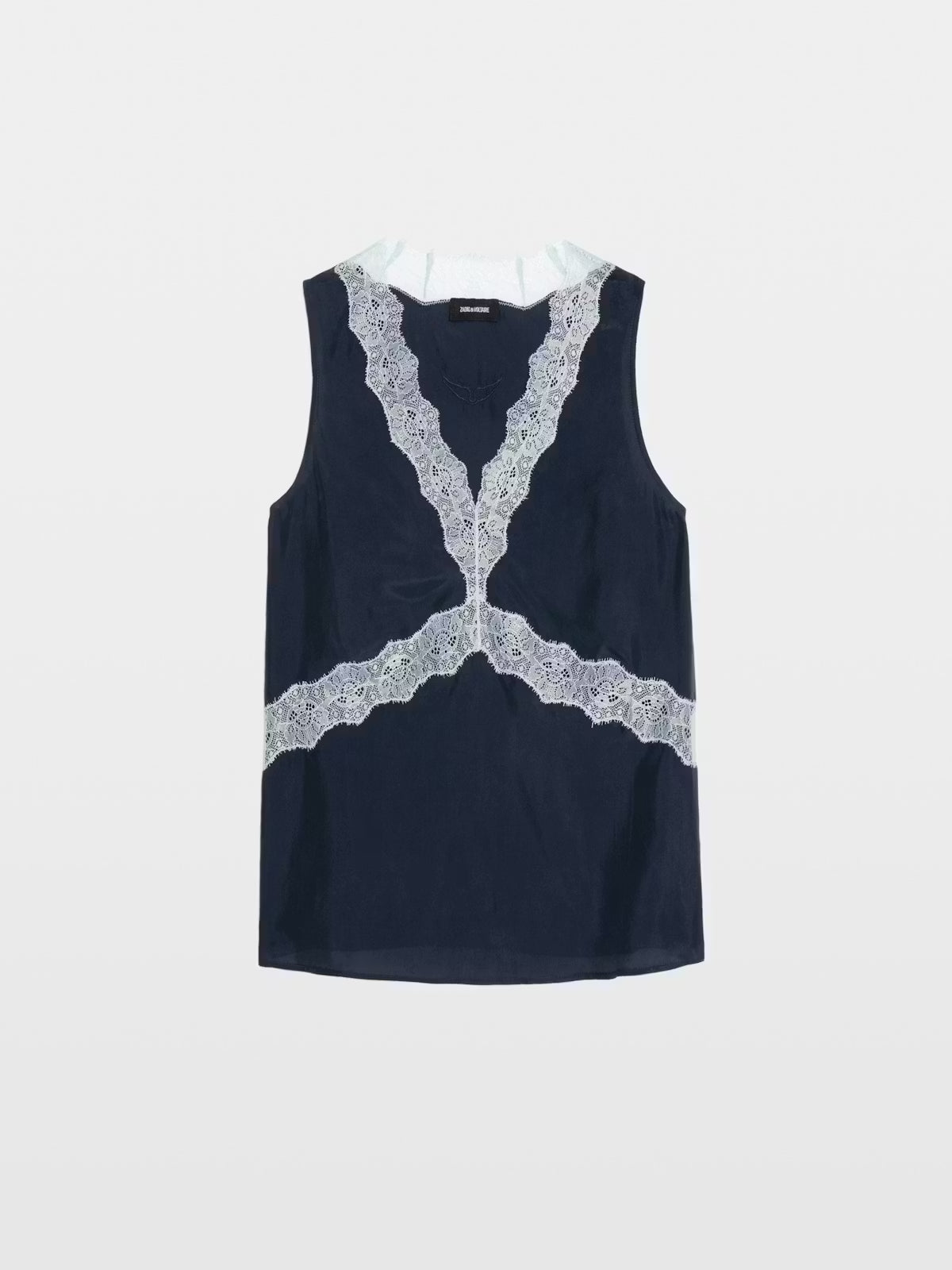 Tasao Silk Lace Camisole Navy Tops - Tanks Zadig & Voltaire 