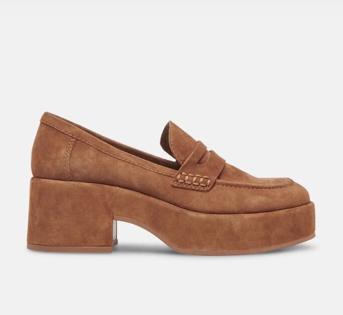 Yanni Suede Chestnut Shoes - Flats - Loafer Dolce Vita 