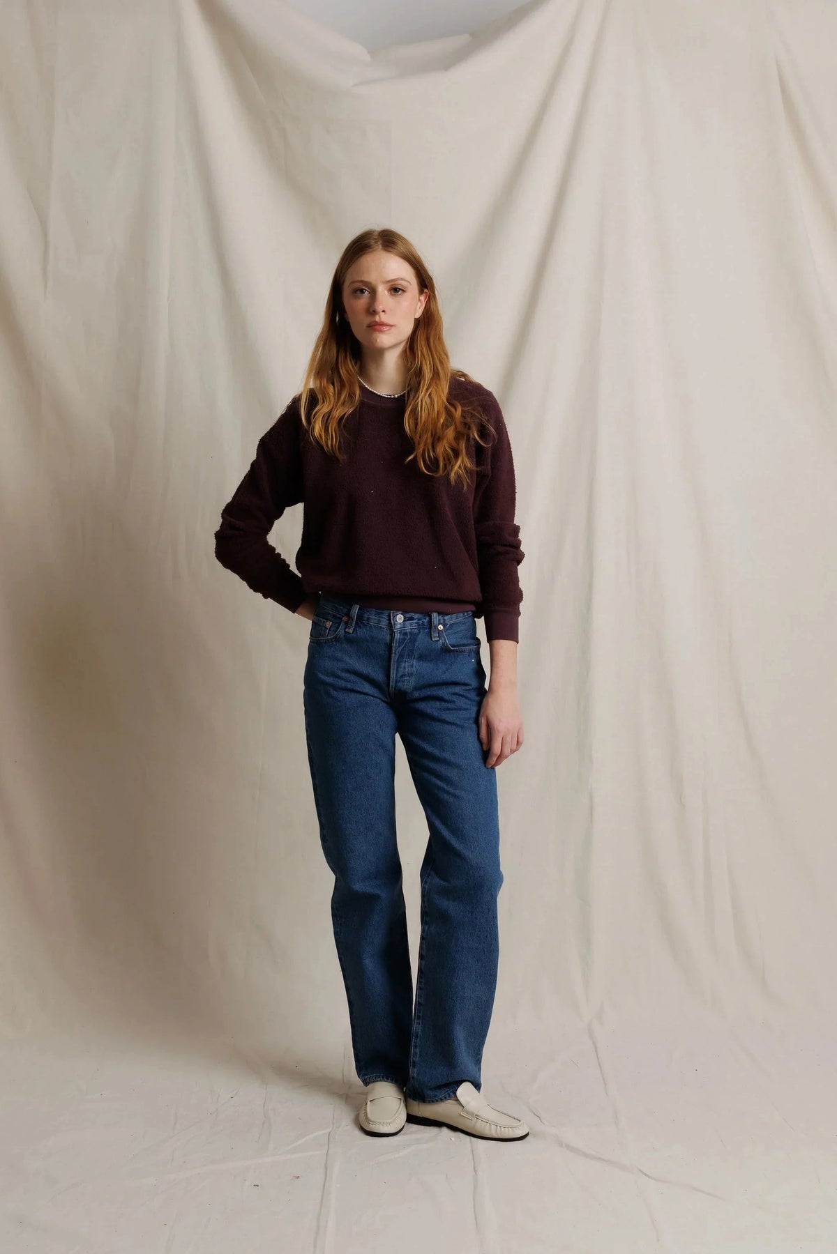 Ziggy Reverse Fleece Crew Neck Sweatshirt Cherry Lacquer