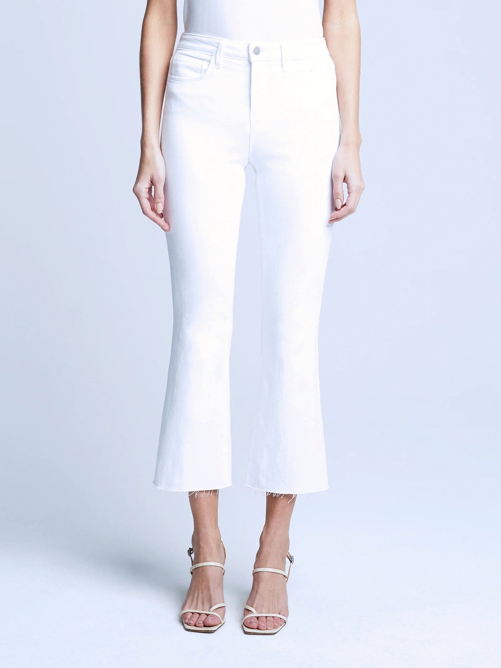 Kendra Crop Flare Blanc Denim - Cropped & Ankle L'Agence 