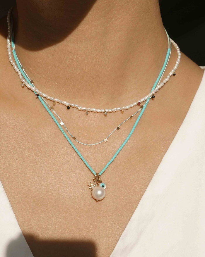 Brook Necklace Light Blue Gold Jewelry - Necklaces Kozakh 