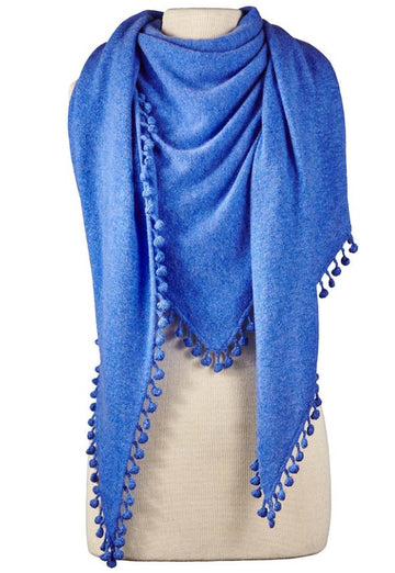 Pom Pom Triangle Wrap Ocean Accessories - Scarves Alpine Cashmere 
