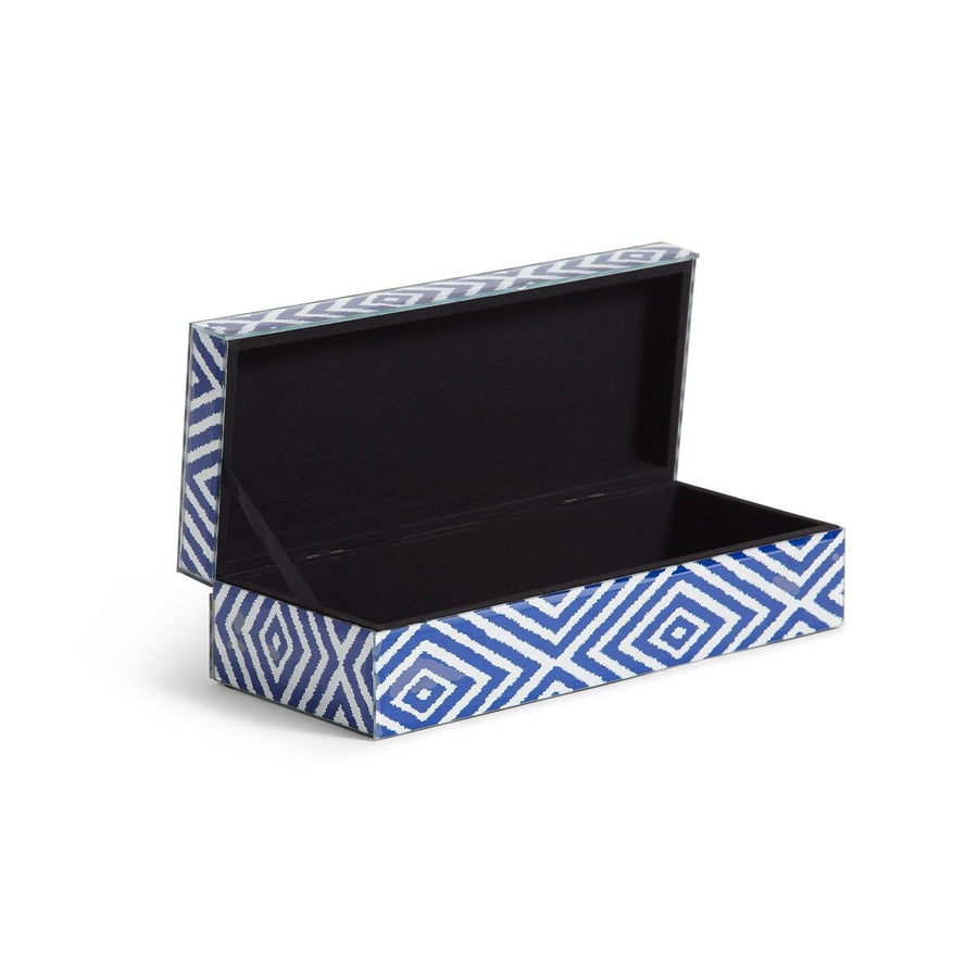 Blue Diamond Design Hinged Covered Box Accessories - Home Decor - Bowls, Trays & Vases Two's Company 