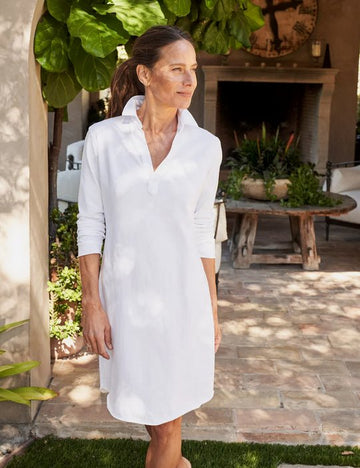 Nicole Henley Jersey Dress White Dresses - Short Frank & Eileen 