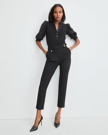 Renzo Pant Black With Gold Buttons Pants - Trousers Veronica Beard 