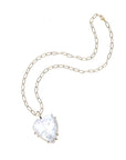 LOVE Carry Your Heart Mother of Pearl Pendant Necklace with 18" Drawn Link Chain Jewelry - Necklaces Jane Win 