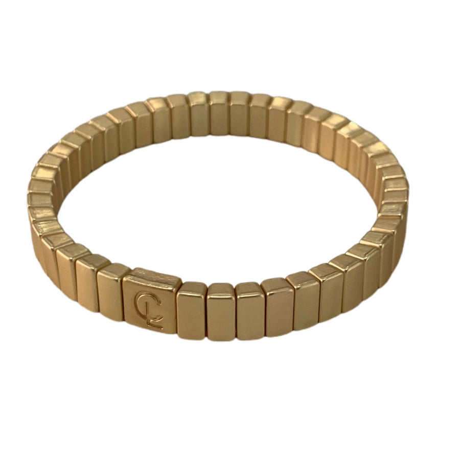 Tile Bracelet Matte Gold Mini Bar Jewelry - Bracelets Caryn Lawn 