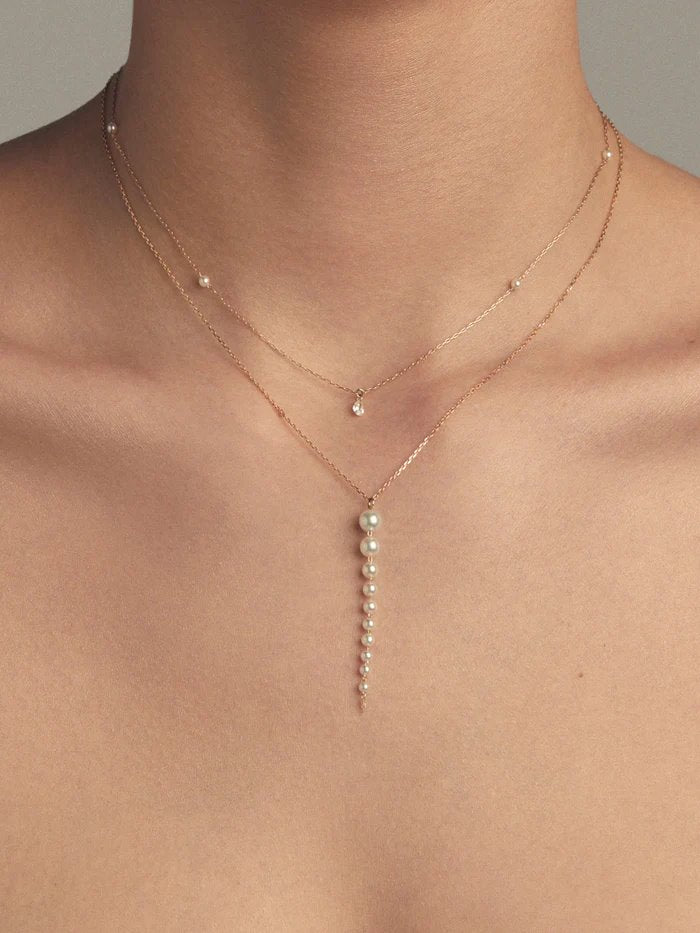 Y Cascade Akoya Pearls 16" Chain Jewelry - Necklaces Mizuki 