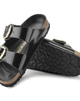 Arizona Big Buckle Natural Leather High Shine Black Shoes - Sandals - Flat Sandals Birkenstock 