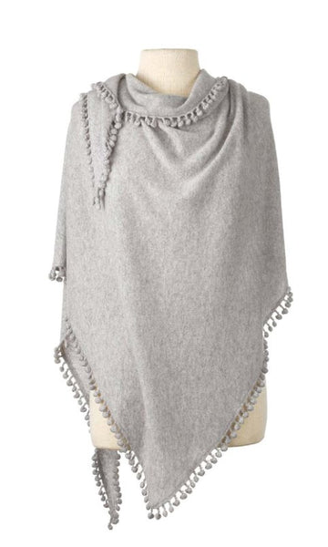 Pom Pom Triangle Wrap Birch Accessories - Scarves Alpine Cashmere 