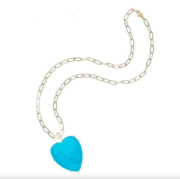 Love Carry Your Heart Turquoise 18" Drawn Link Jewelry - Necklaces Jane Win 