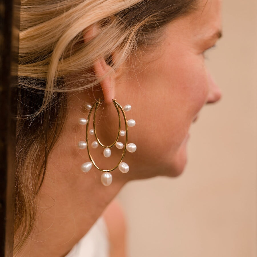 Allegra Lux Hoops White Gold Jewelry - Earrings Mignonne Gavigan 