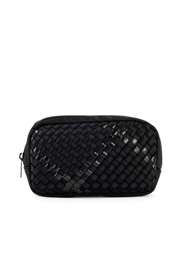 Ally Woven Cosmetic Bag Noir Handbags - Small Leather Goods - Pouches Haute Shore 